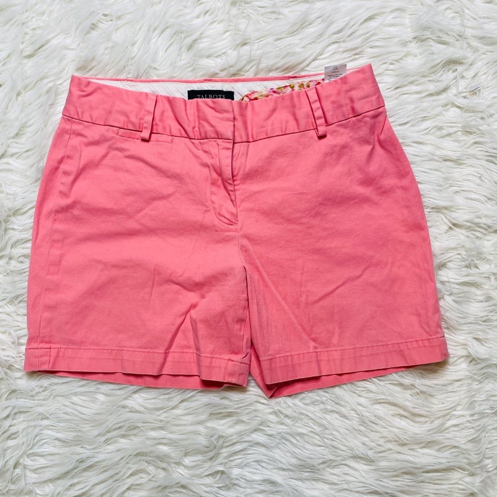 Talbots Womens Chino Short Women's Pink Flat Front Pockets 5" Size 2
